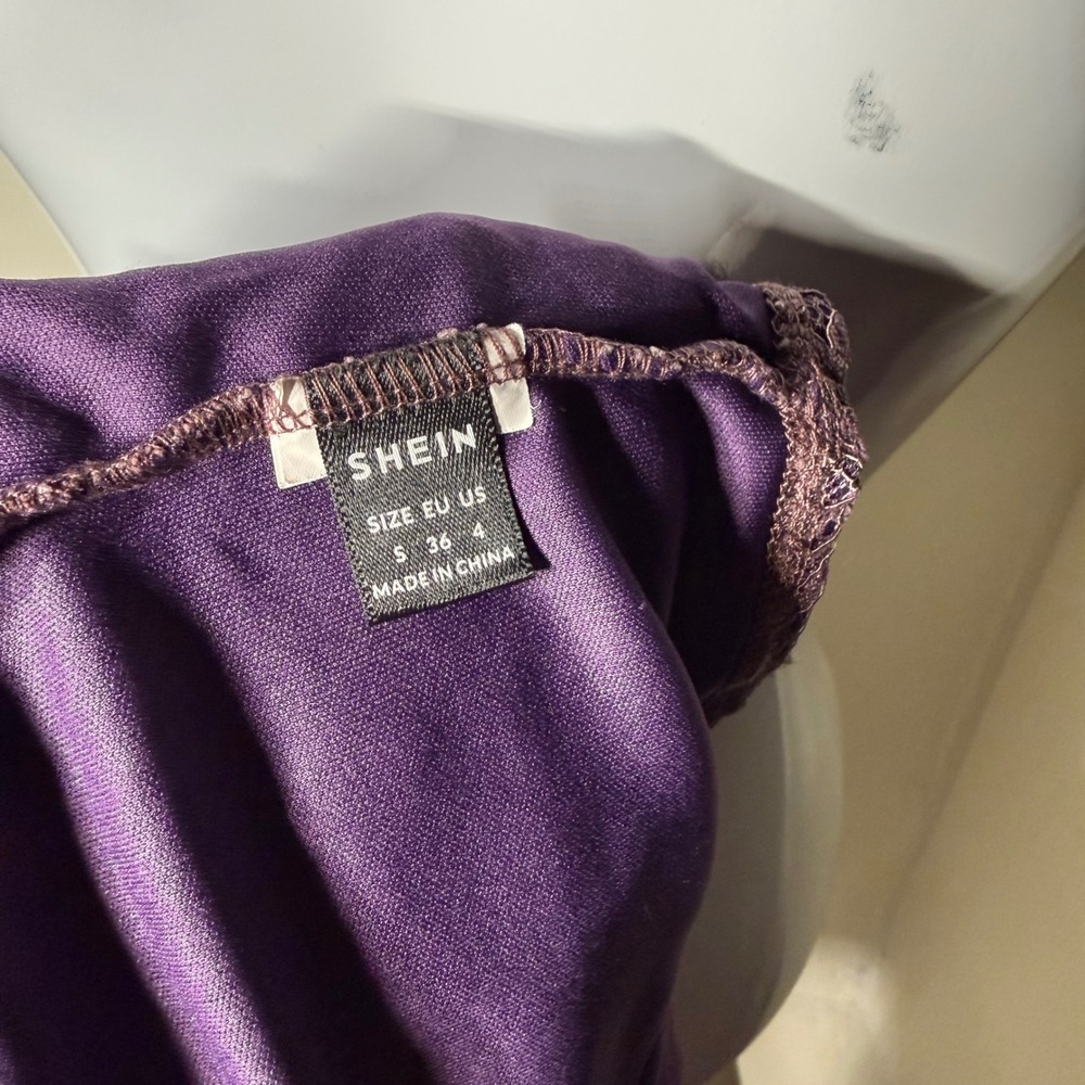 Crop Top Bustier Floral Lace Scalloped Purple Size S 4 - Picture 6 of 6